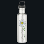 Watercolor Wildflower Daisy Elegant Script Name 710 Ml Water Bottle<br><div class="desc">Watercolor painted wild daisy flower with customisable name in a modern elegant script font.</div>