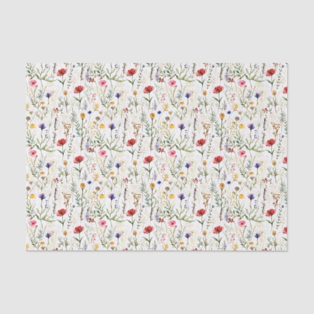 Watercolor Wildflower Design Tissue Paper (Front)