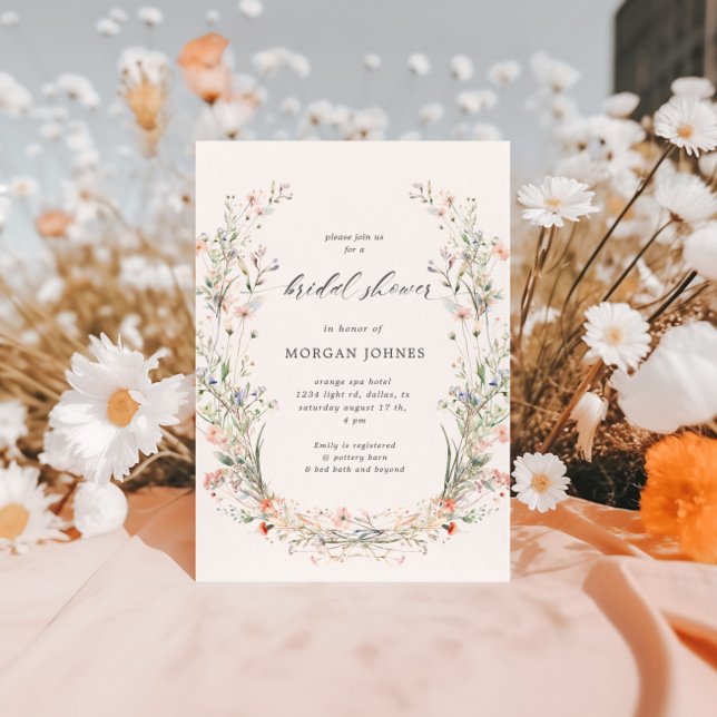 Watercolor Wildflower Dreamy Bridal Shower Invite  (Creator Uploaded)