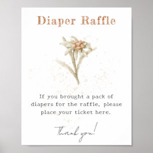 Watercolor Wildflower Edelweiss Diaper Raffle Poster