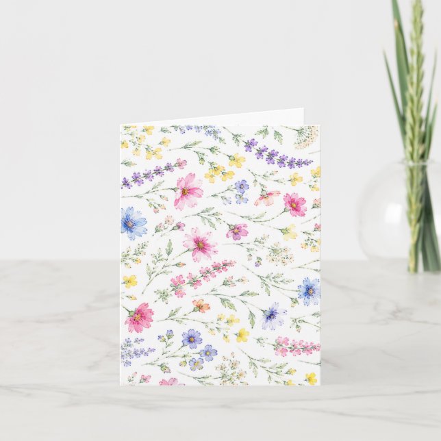 Watercolor Wildflower Envelope Liner Card (Front)