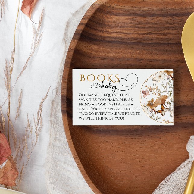 Watercolor Wildflower Fall Baby Shower books Enclosure Card (Creator Uploaded)