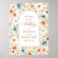 Watercolor Wildflower Fall Wedding Welcome Sign