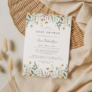 Watercolor Wildflower Field Baby Shower Invitation