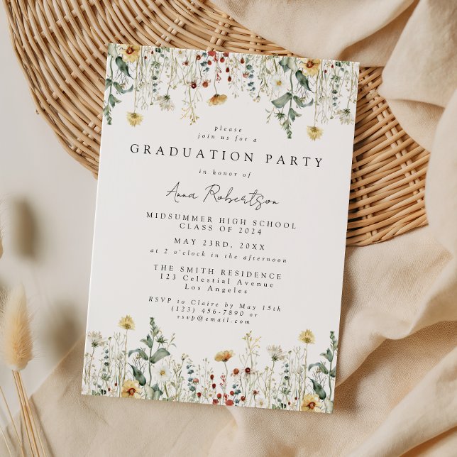 Watercolor Wildflower Field Graduation Party Invitation (Creator Uploaded)