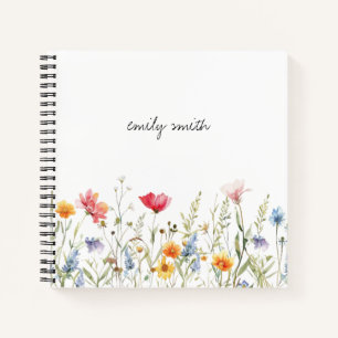 Watercolor Wildflower Field Personalised Notebook