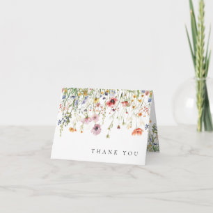 Watercolor Wildflower Field Wedding Thank You Card