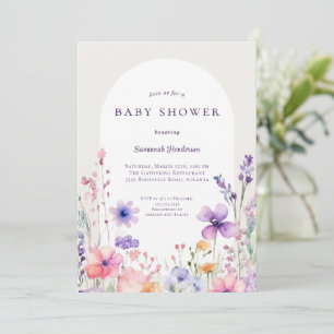 Watercolor Wildflower Floral Baby Shower Invitation