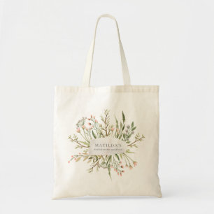 Watercolor wildflower floral bachelorette weekend tote bag