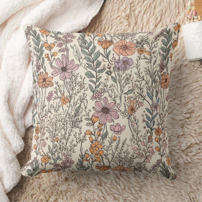 Watercolor Wildflower Floral Cushion (Blanket)