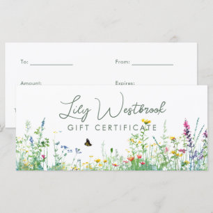 Watercolor Wildflower Floral Gift Certificate
