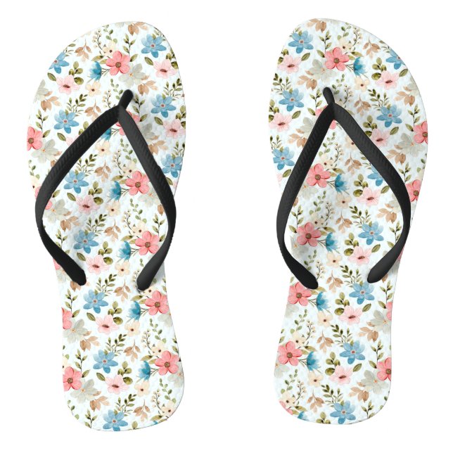Watercolor Wildflower Floral Pattern Jandals (Footbed)
