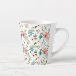Watercolor Wildflower Floral Pattern Latte Mug