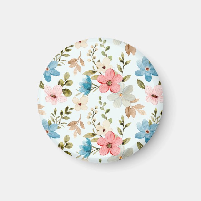 Watercolor Wildflower Floral Pattern Magnet (Front)