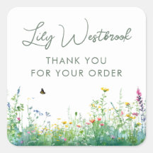 Watercolor Wildflower Floral Script Thank You