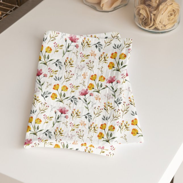 Watercolor Wildflower Floral Tea Towel (Creator Uploaded)