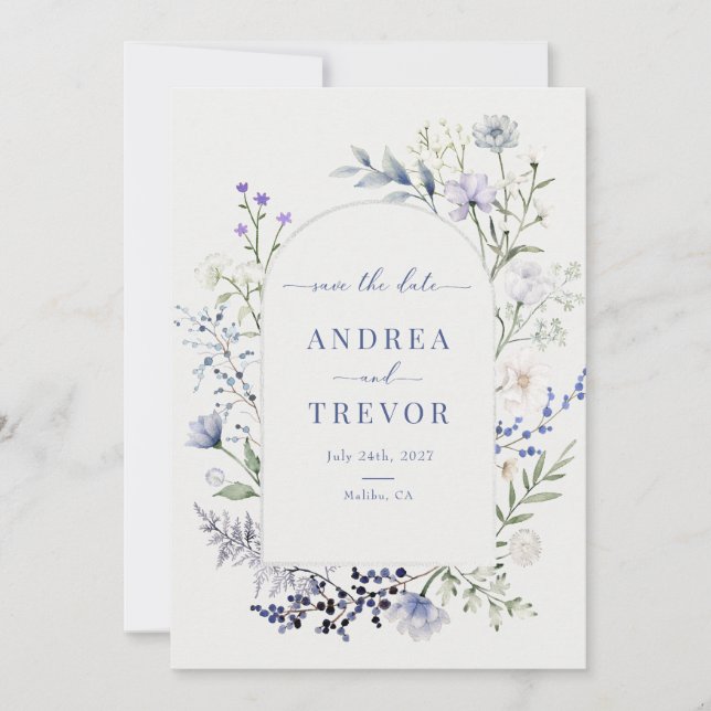 Watercolor Wildflower Floral Wedding Save the Date Invitation (Front)