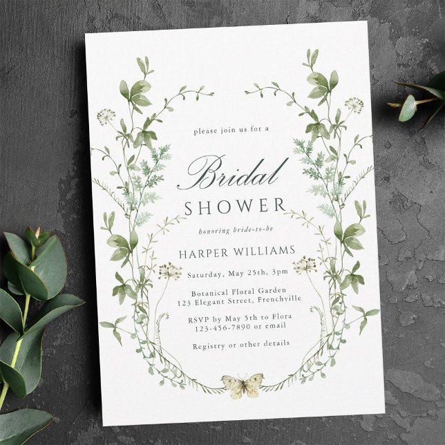 Watercolor Wildflower Floral Wreath Bridal Shower Invitation (Creator Uploaded)