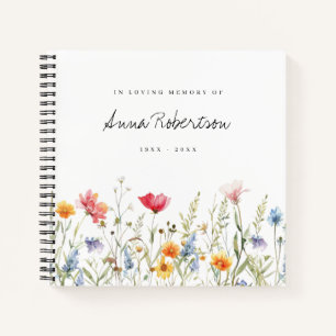 Watercolor Wildflower Funeral Guest Book