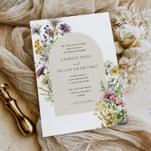 Watercolor Wildflower Garden Arch Floral Wedding Invitation