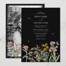 Watercolor Wildflower Garden Boho Black Wedding