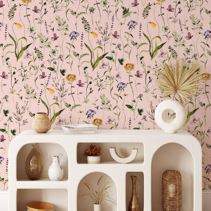 Watercolor Wildflower Garden Floral Wallpaper