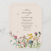 Watercolor Wildflower Garden & Insects Wedding Inv
