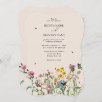 Watercolor Wildflower Garden & Insects Wedding Inv