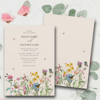 Watercolor Wildflower Garden & Insects Wedding