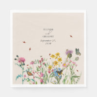 Watercolor Wildflower Garden & Insects Wedding