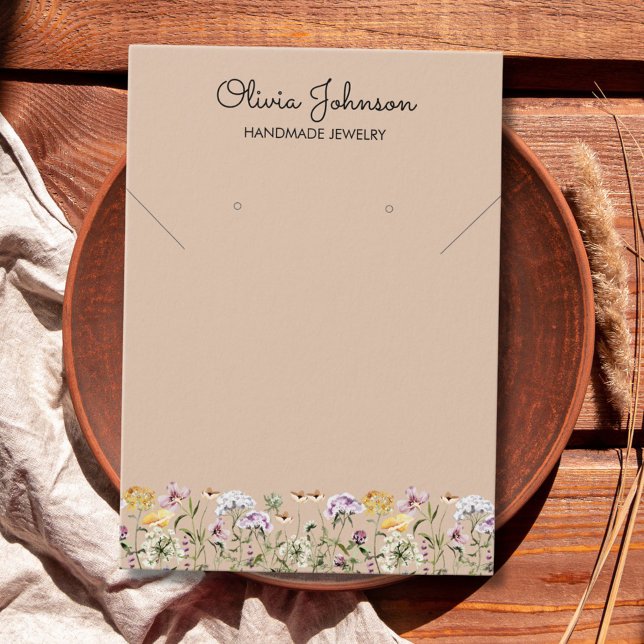 Watercolor Wildflower Garden Jewelry Display Card (Close up 1)