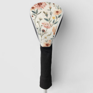 Watercolor Wildflower Garden Peach & Sage Floral Golf Head Cover