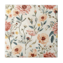 Watercolor Wildflower Garden Peach & Sage Floral