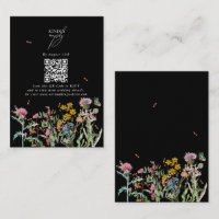 Watercolor Wildflower Garden QR Code Wedding Black