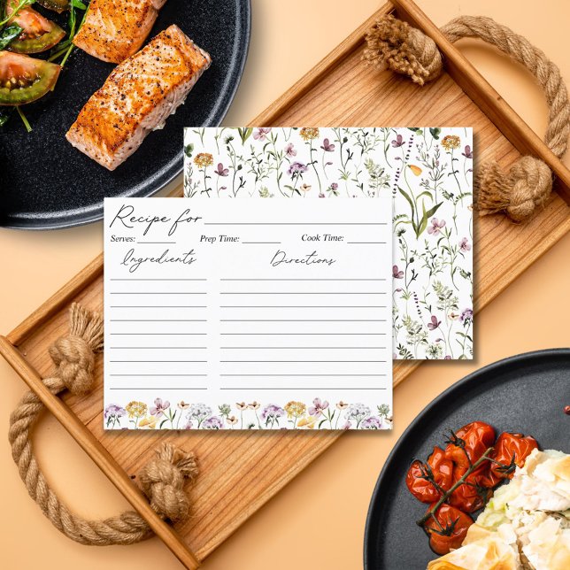 Watercolor Wildflower Garden Recipe Card (In situ)