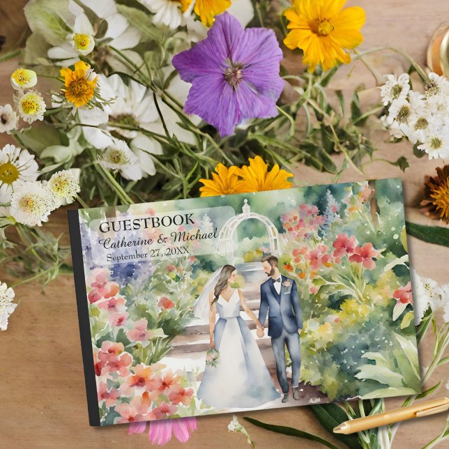 Watercolor Wildflower Garden Spring Wedding  Guest Book (Creator Uploaded)