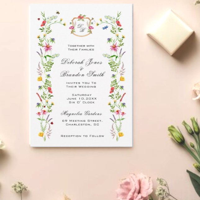Watercolor wildflower Garden Wedding Invitation (Creator Uploaded)