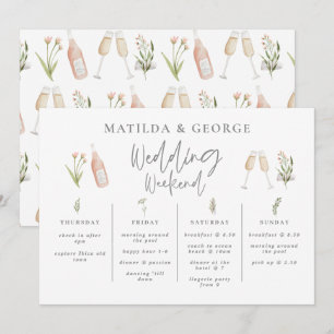 Watercolor wildflower girly wedding week itinerary