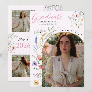 Watercolor Wildflower Graduation Arch Photo Party Invitation