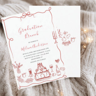Watercolor wildflower graduation brunch invitatio Invitation