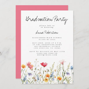 Watercolor Wildflower Graduation Party Invitation