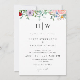 Watercolor Wildflower Illustration Wedding Invitation