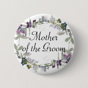 Watercolor Wildflower Lavender Mother of the Groom 6 Cm Round Badge