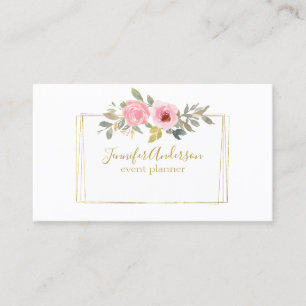 Watercolor Wildflower Lush Blush Pink Floral Business Card