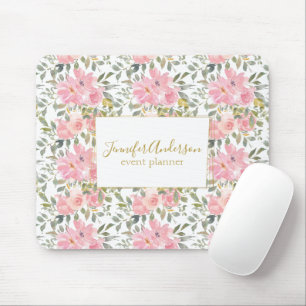 Watercolor Wildflower Lush Blush Pink Floral Mouse Pad