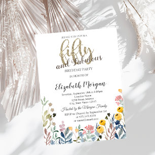 Watercolor Wildflower Meadow 50th Birthday Invitation