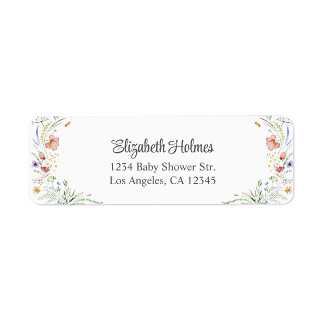 Watercolor Wildflower Meadow Baby Shower Address (Front)