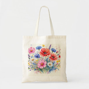 Watercolor Wildflower Meadow Bouquet Floral Art  Tote Bag