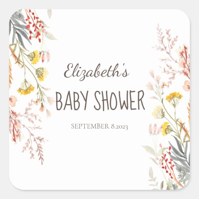 Watercolor Wildflower Meadow Dried Square Sticker (Front)