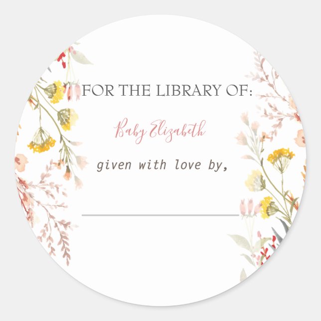 Watercolor Wildflower Meadow DriedPregnancy  Classic Round Sticker (Front)